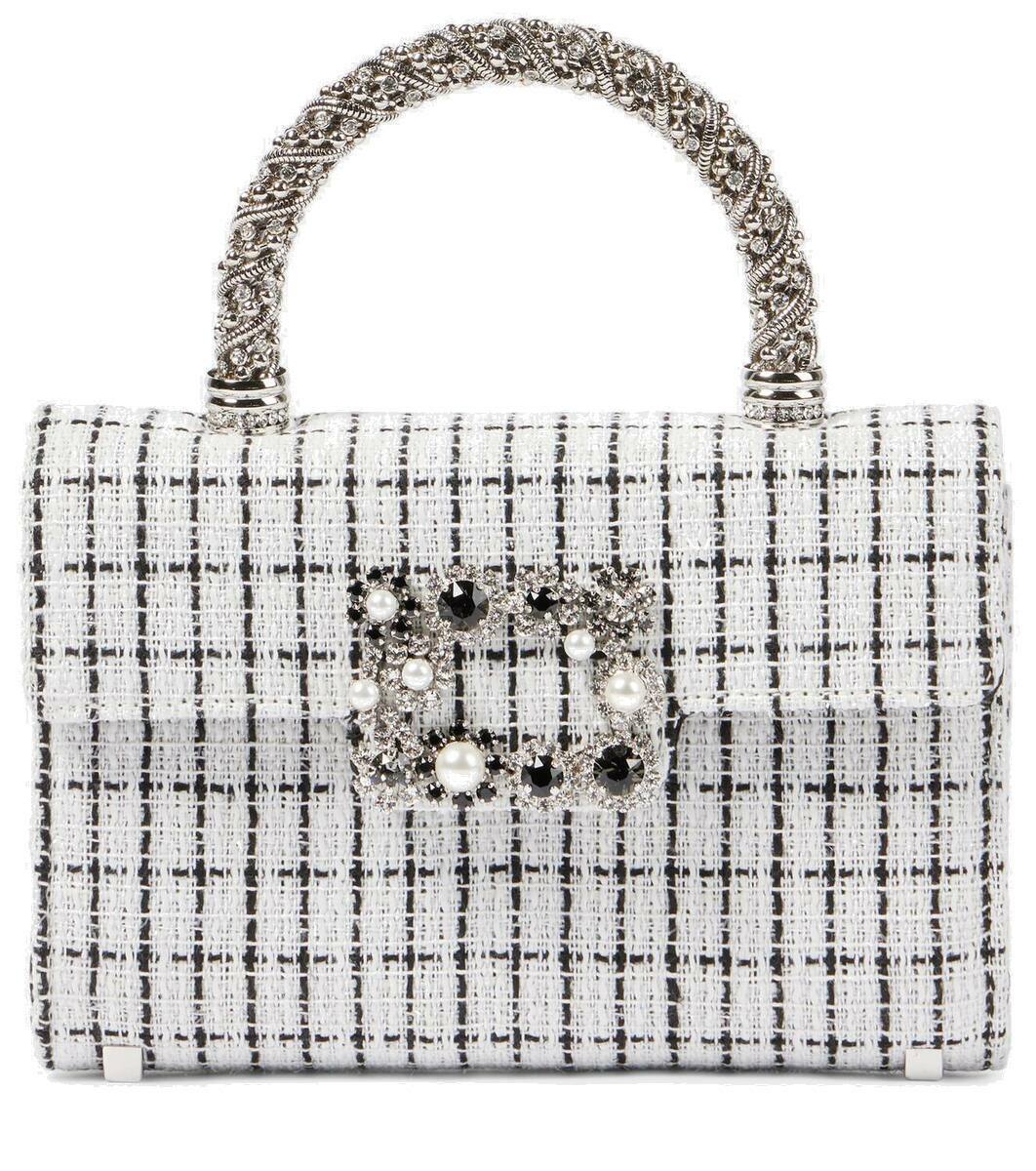 Roger Vivier Envelope Flower Jewel tweed tote bag Roger Vivier