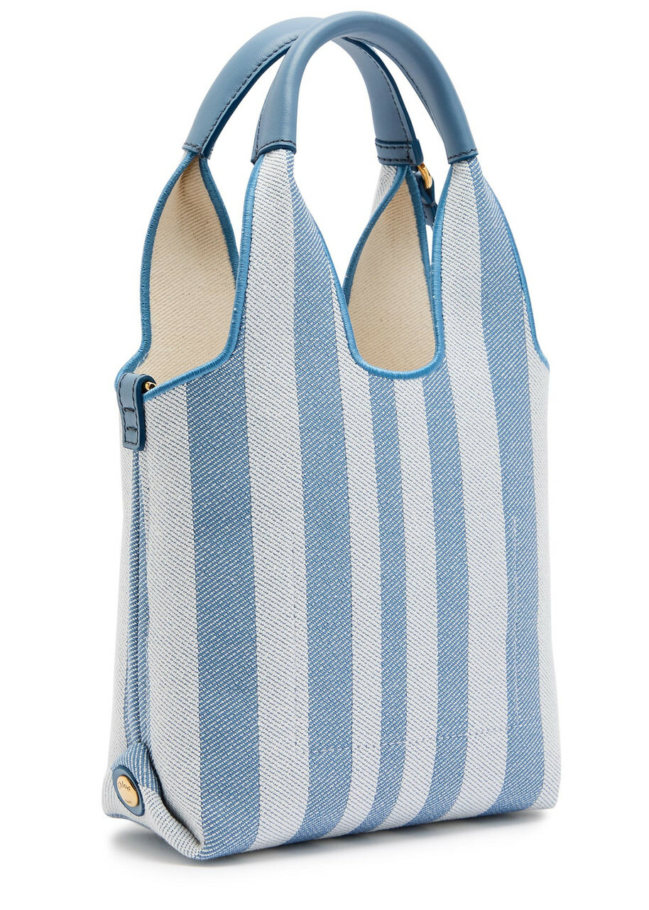 Chloe Stripy Logo-jacquard Canvas Tote bag - Blue And White - One Size
