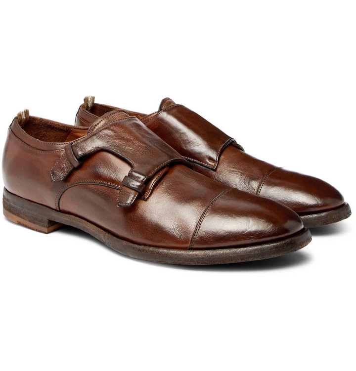 Photo: Officine Creative - Princeton Burnished-Leather Monk-Strap Shoes - Men - Dark brown