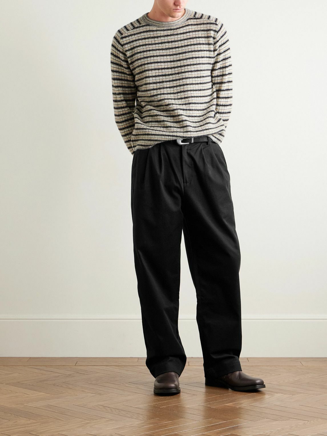 AGOLDE - Slater Straight-Leg Pleated Cotton-Twill Trousers - Black