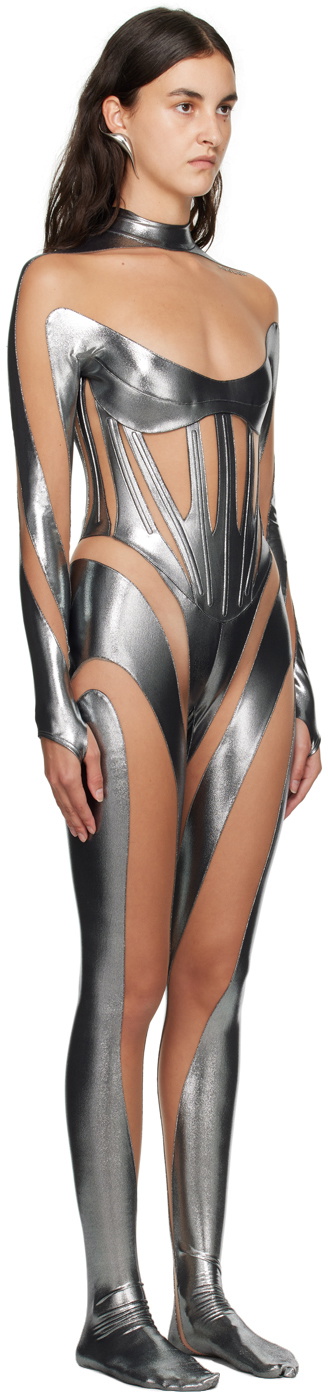 Mugler Silver Iconic Jumpsuit