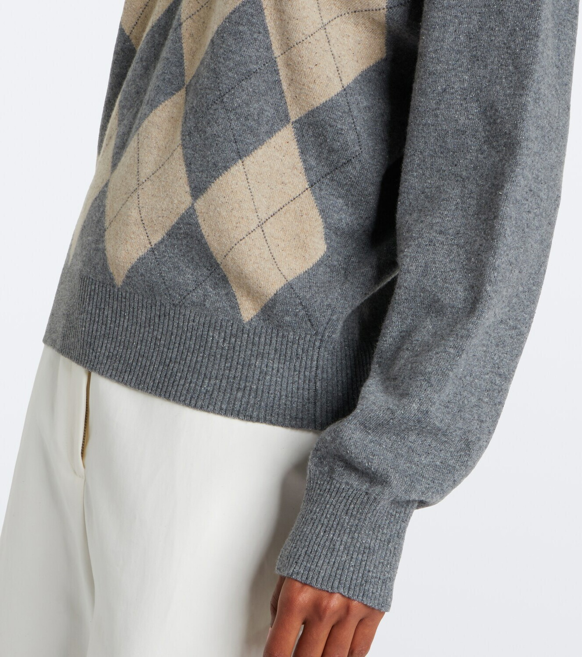 Róhe Argyle wool-blend polo sweater