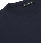 Balenciaga - Oversized Logo-Print Cotton-Jersey T-Shirt - Men - Navy