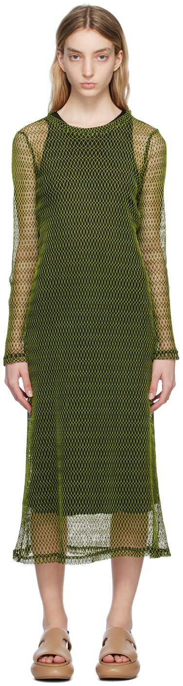 Song for the Mute Green & Black Crewneck Midi Dress