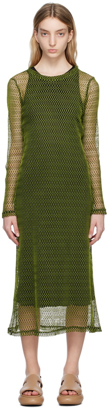 Photo: Song for the Mute Green & Black Crewneck Midi Dress