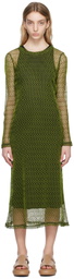 Song for the Mute Green & Black Crewneck Midi Dress