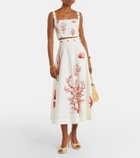 Agua by Agua Bendita Tangelo printed cotton midi skirt