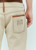 Miu Miu Leather Trim Canvas Pants