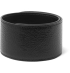 Balenciaga - Logo-Print Textured-Leather Snap Bracelet - Men - Black