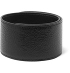 Balenciaga - Logo-Print Textured-Leather Snap Bracelet - Men - Black