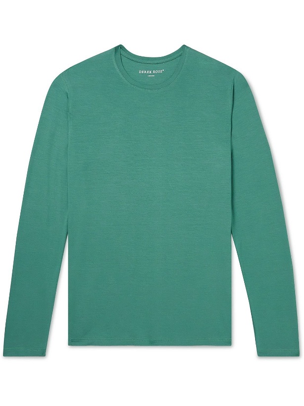 Photo: Derek Rose - Basel Stretch Micro Modal Jersey T-Shirt - Green