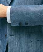 Brooks Brothers Men's Regent Fit Wool Linen Herringbone Suit Jacket | Blue
