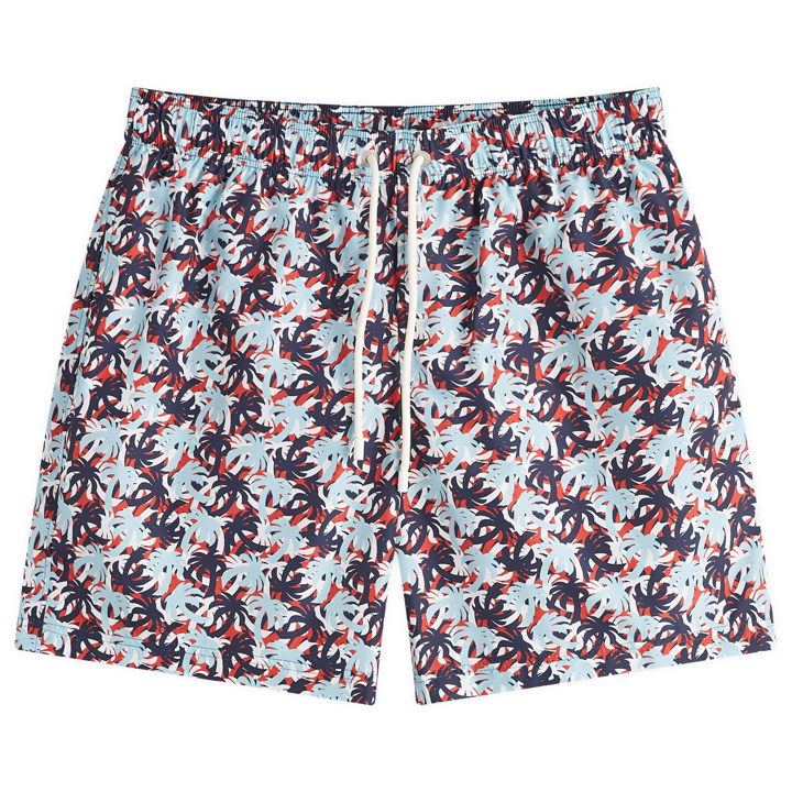 Photo: Palm Angels Men's Muiti Logo Swim Shorts in Blue