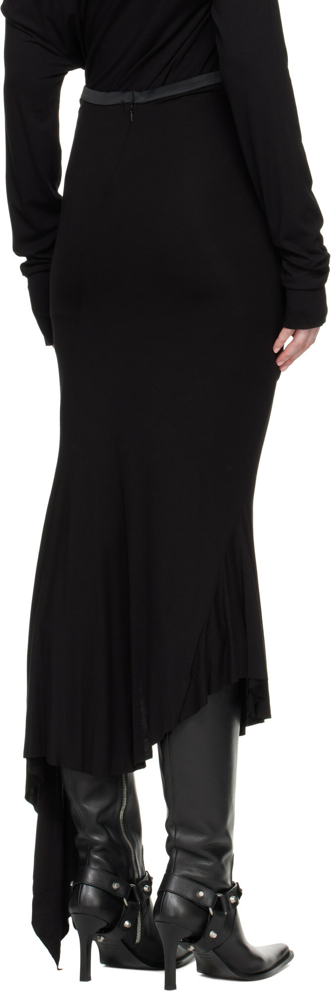 AARON ESH Black Fishtail Maxi Skirt
