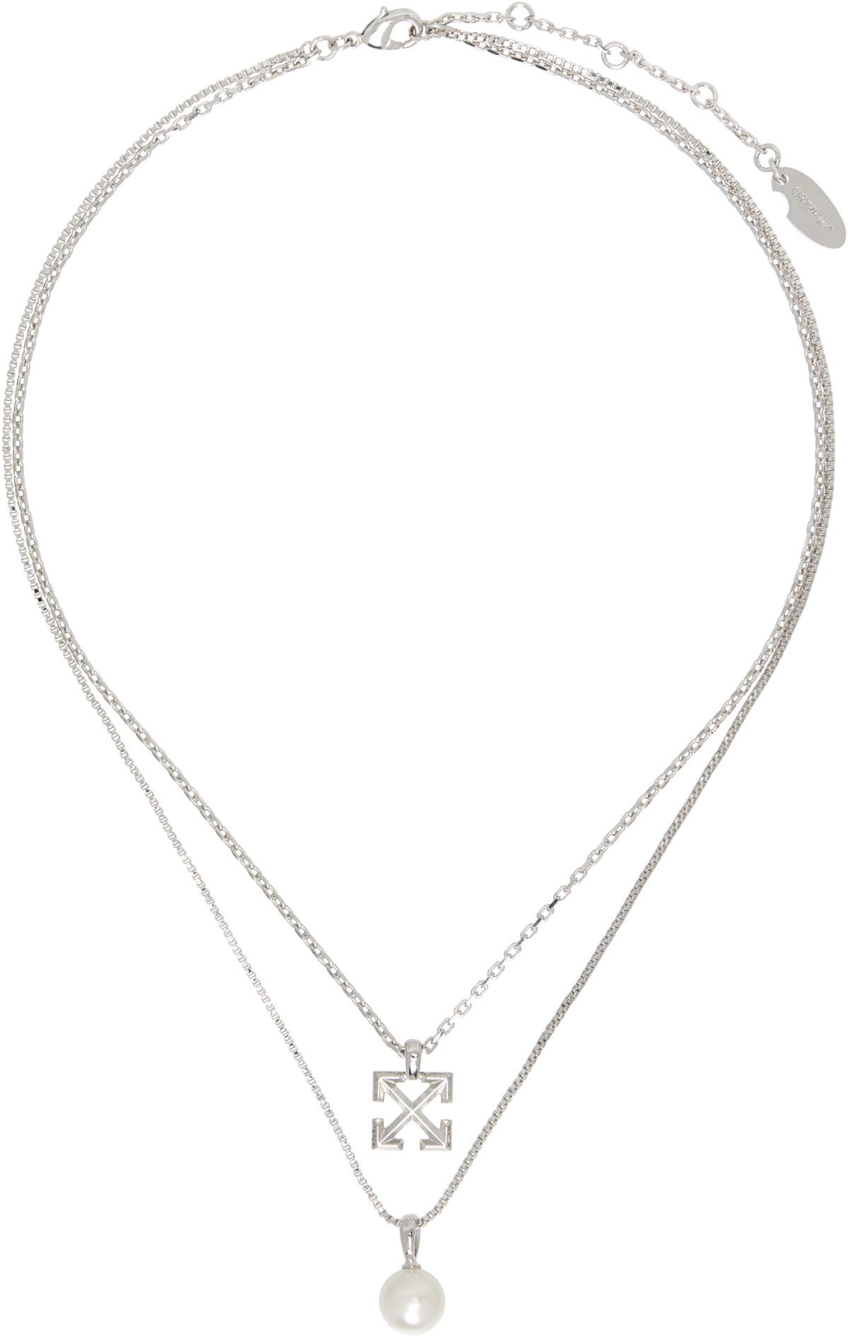 Off-White Arrow Faux-Pearl Double Necklace