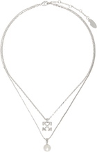 Off-White Arrow Faux-Pearl Double Necklace
