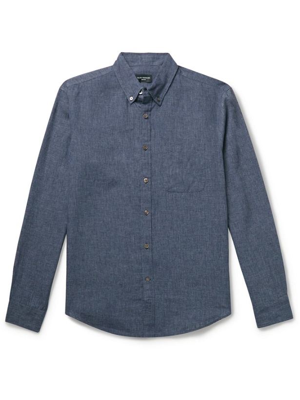 Photo: CLUB MONACO - Slim-Fit Button-Down Collar Linen-Blend Chambray Shirt - Blue - M