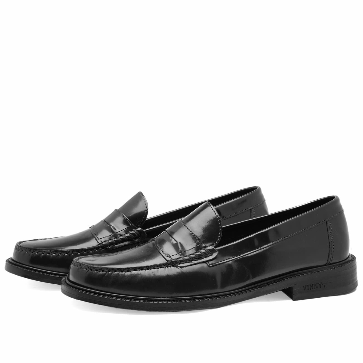 Vinnys Men's VINNY's Yardee Moccasin Loafer in Black Polido Leather VINNYs