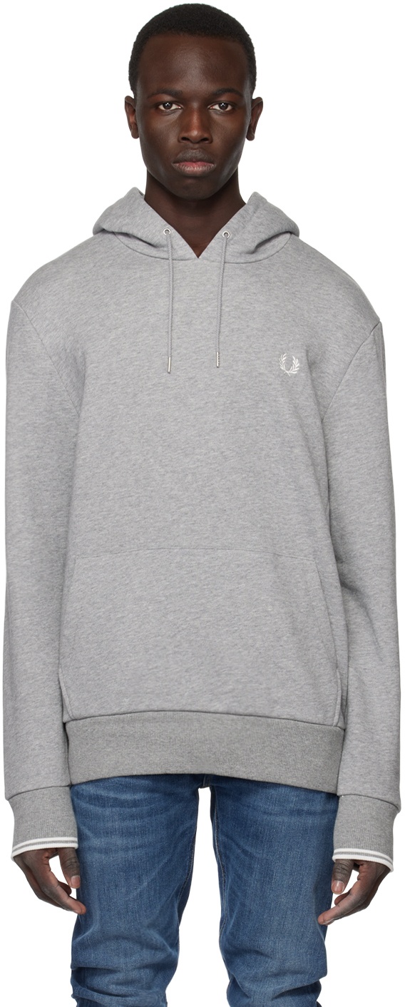 Fred Perry Gray Tipped Hoodie Fred Perry