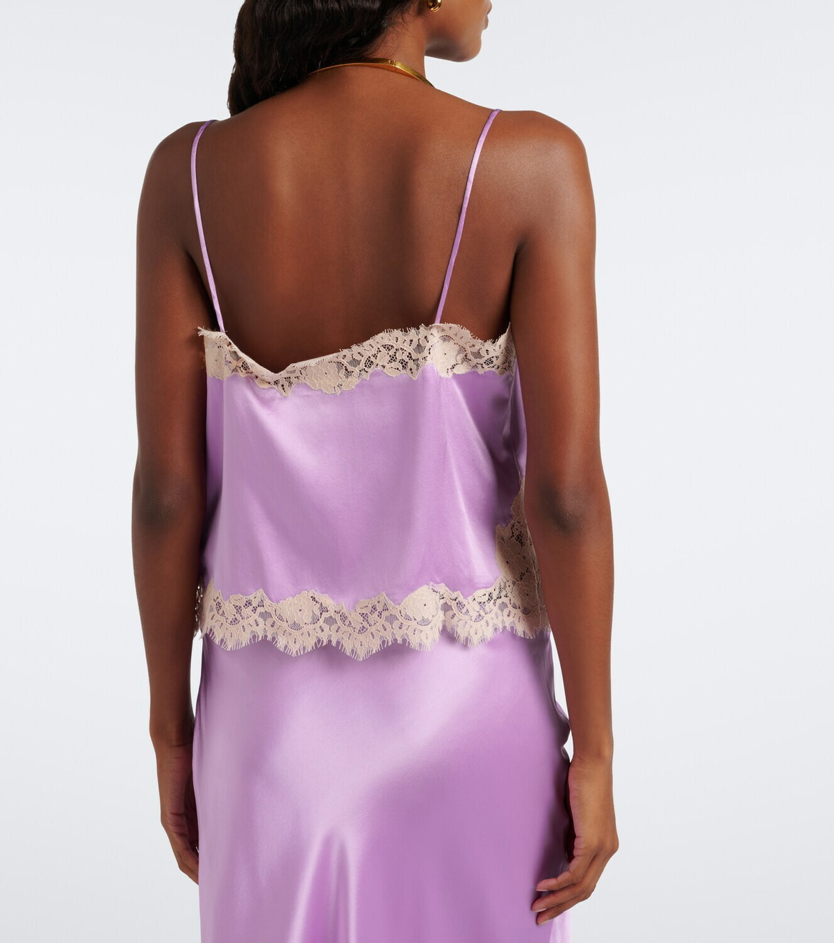 Dôen Avelaine lace-trimmed silk satin camisole