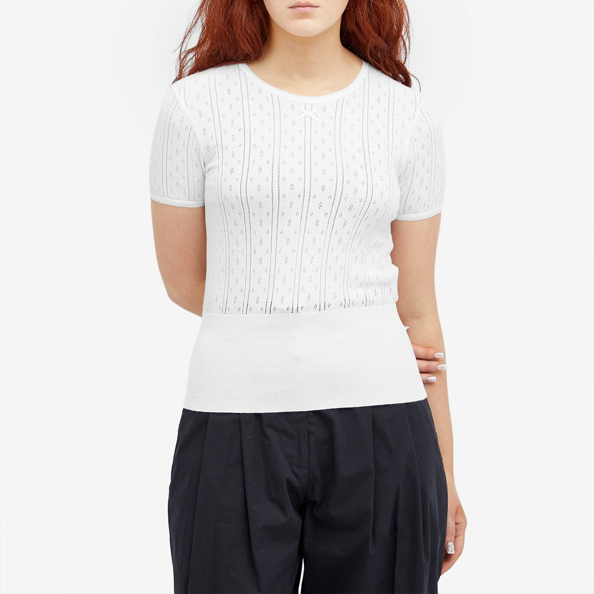 JW Anderson Women's Pointelle Cap Sleeve Top in White
