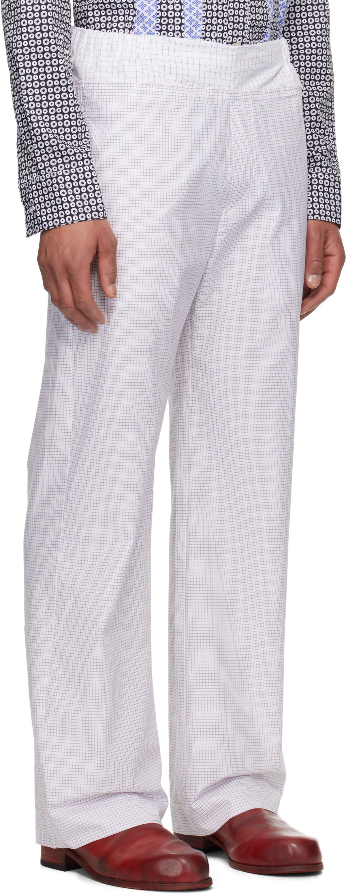 Edward Cuming White Patchwork Elasticized Trousers
