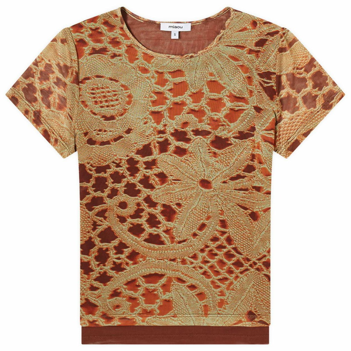 Photo: Miaou Women's Mini T-Shirt in Orange Lace