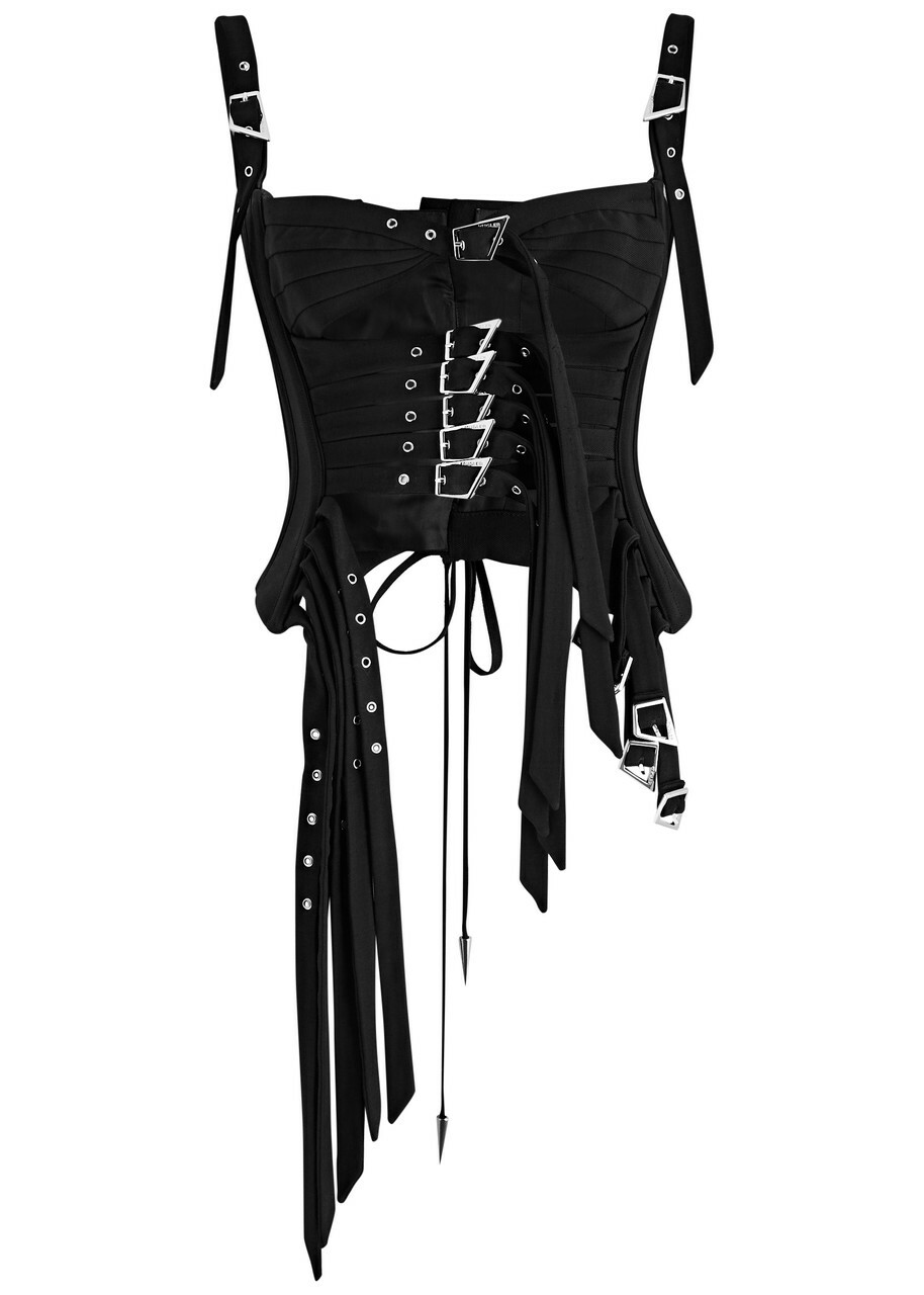 Mugler Buckle-embellished Twill Corset top Black Mugler