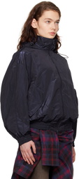 Juun.J Navy Crinkled Trainer Jacket