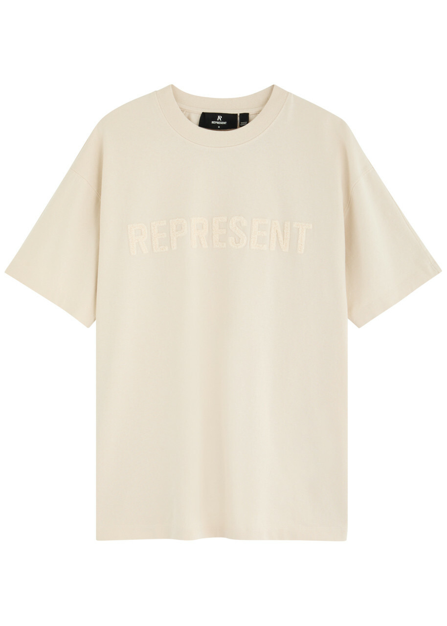 Represent Owners Club Boyfriend Logo Cotton T-shirt Beige