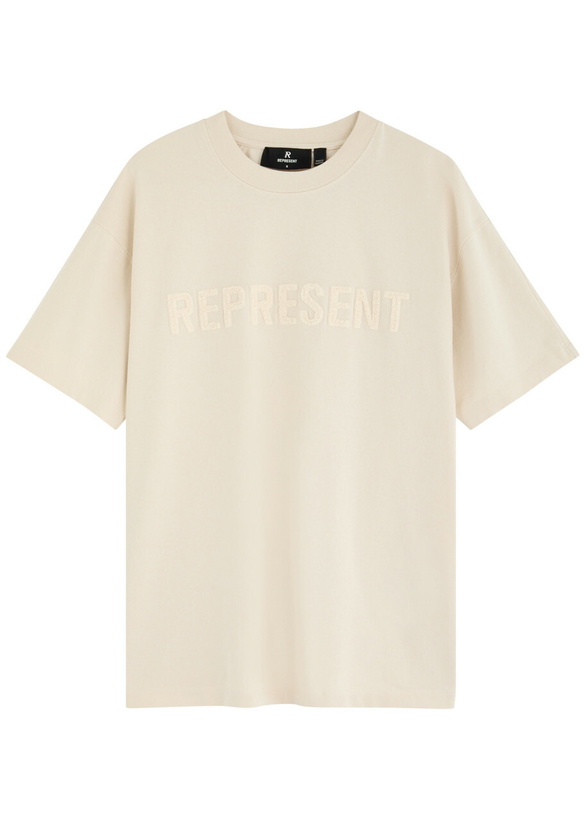 Photo: Represent Owners Club Boyfriend Logo Cotton T-shirt Beige