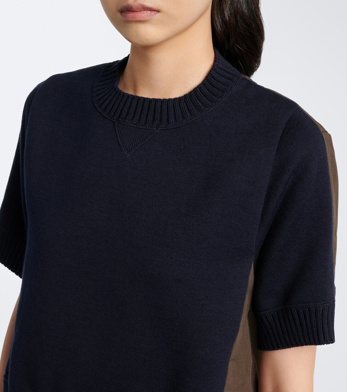 Sacai Knitted cotton and cashmere-blend top