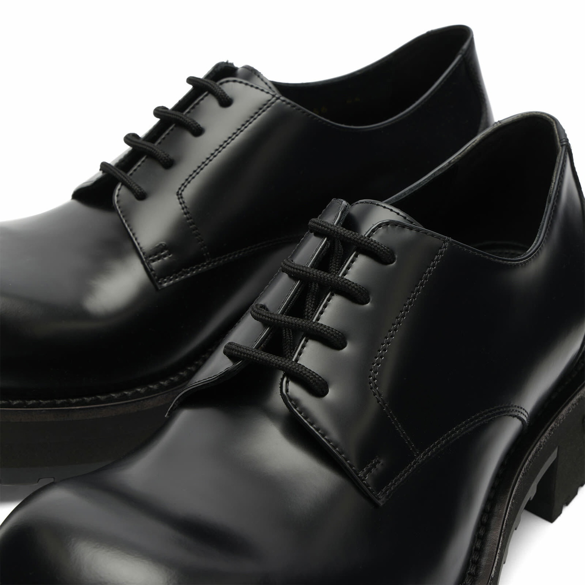 Balenciaga Men's Venom Derby Shoe in Black/Aged Silver