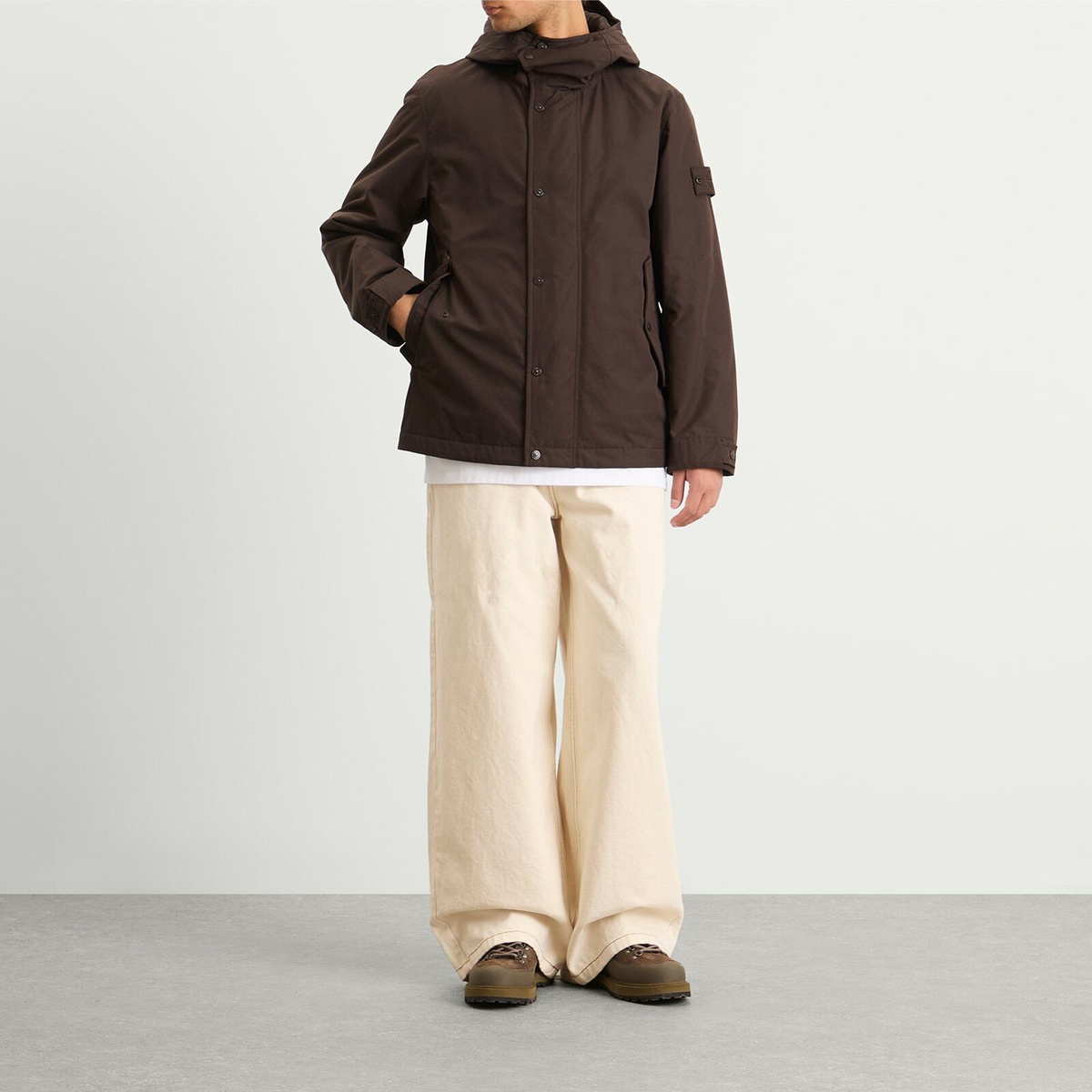 Stone Island Men's Ghost Weatherproof Cotton Canvas Parka Jacket in Dark Brown