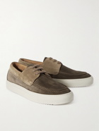 Mr P. - Larry Two-Tone Regenerated Suede by evolo® Boat Shoes - Green