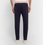 Brunello Cucinelli - Slim-Fit Tapered Striped Cotton-Blend Jersey Sweatpants - Blue