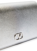 Valentino Garavani Vlogo Metallic Grained Leather Shoulder bag - Silver - One Size