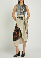 Maison Margiela Floral-print Asymmetric Silk Midi Wrap Skirt Brown