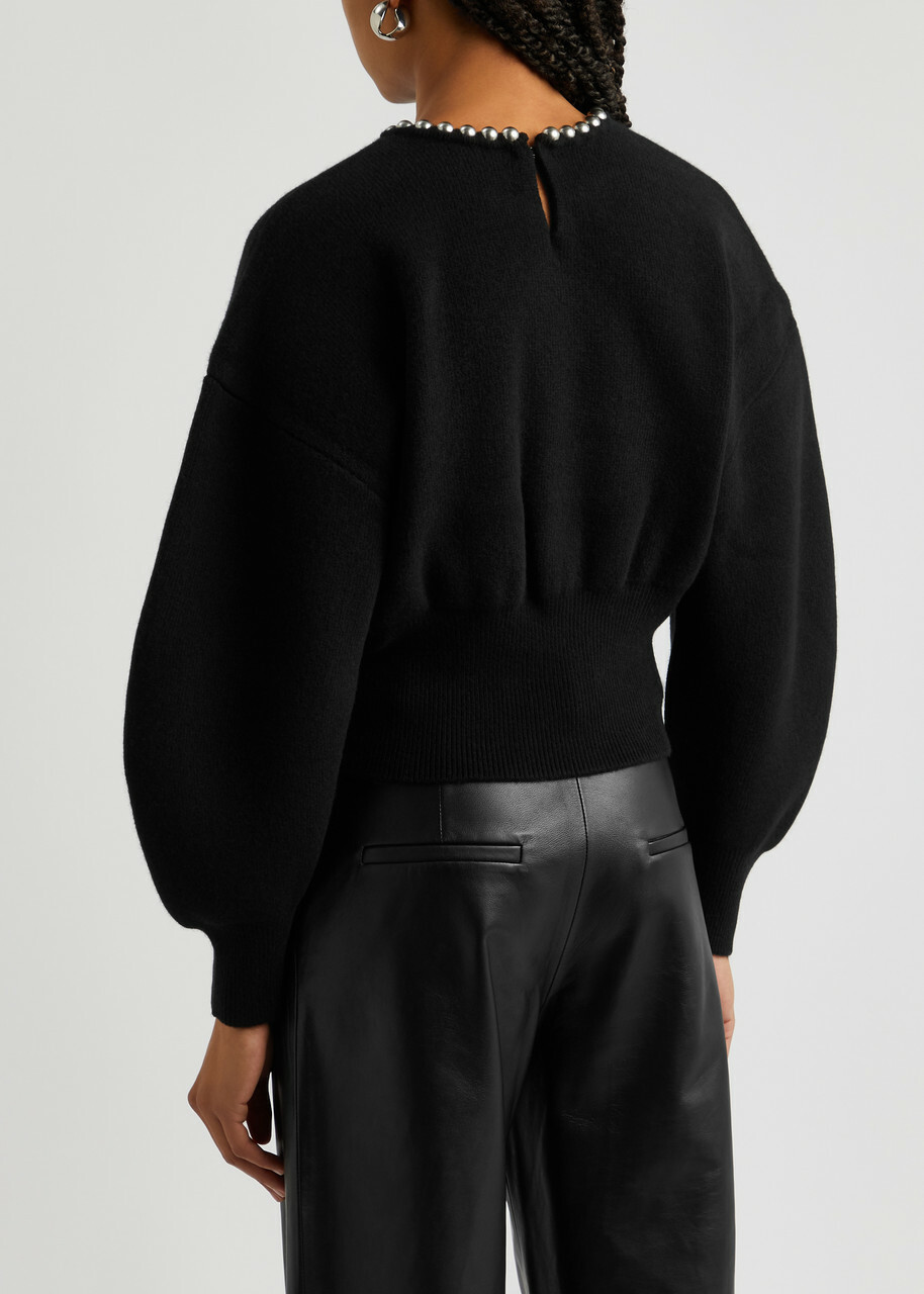 Alexander Wang Bead-embellished Wool-blend Jumper Black