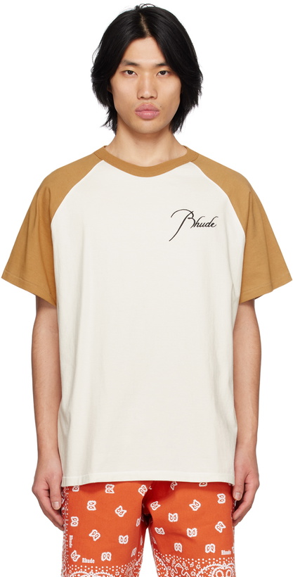 Photo: Rhude Off-White & Tan Raglan T-Shirt