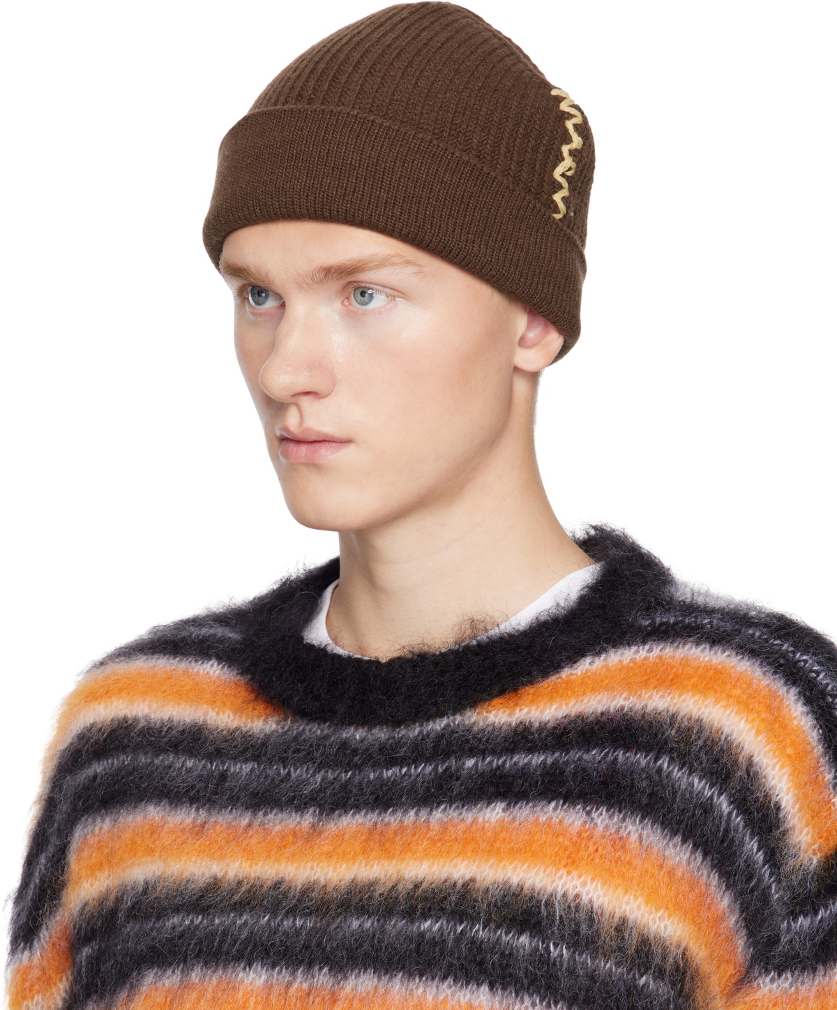 Marni Brown Mending Logo Beanie