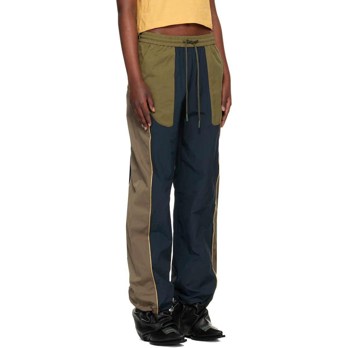 Andersson Bell Navy & Khaki Color Block Nylon Track Pants