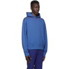 SSENSE WORKS SSENSE Exclusive Jeremy O. Harris Blue Cursive Text Hoodie