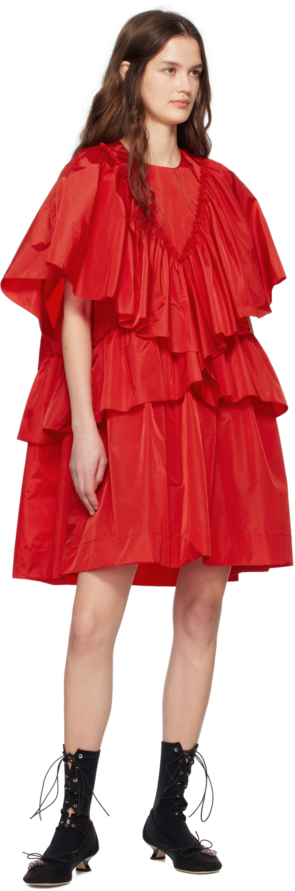 Simone Rocha Red Short Ruffle Minidress