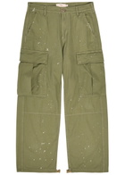 Cherry Los Angeles Paint-effect Wide-leg Cargo Trousers Green