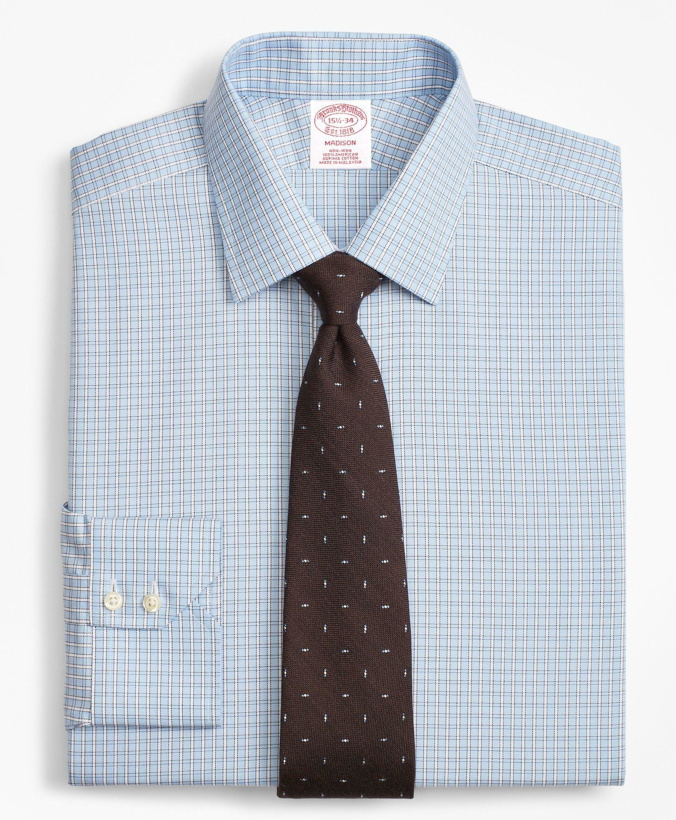 Photo: Brooks Brothers Men's Madison Relaxed-Fit Dress Shirt, Non-Iron Two-Tone Framed Windowpane | Light Blue
