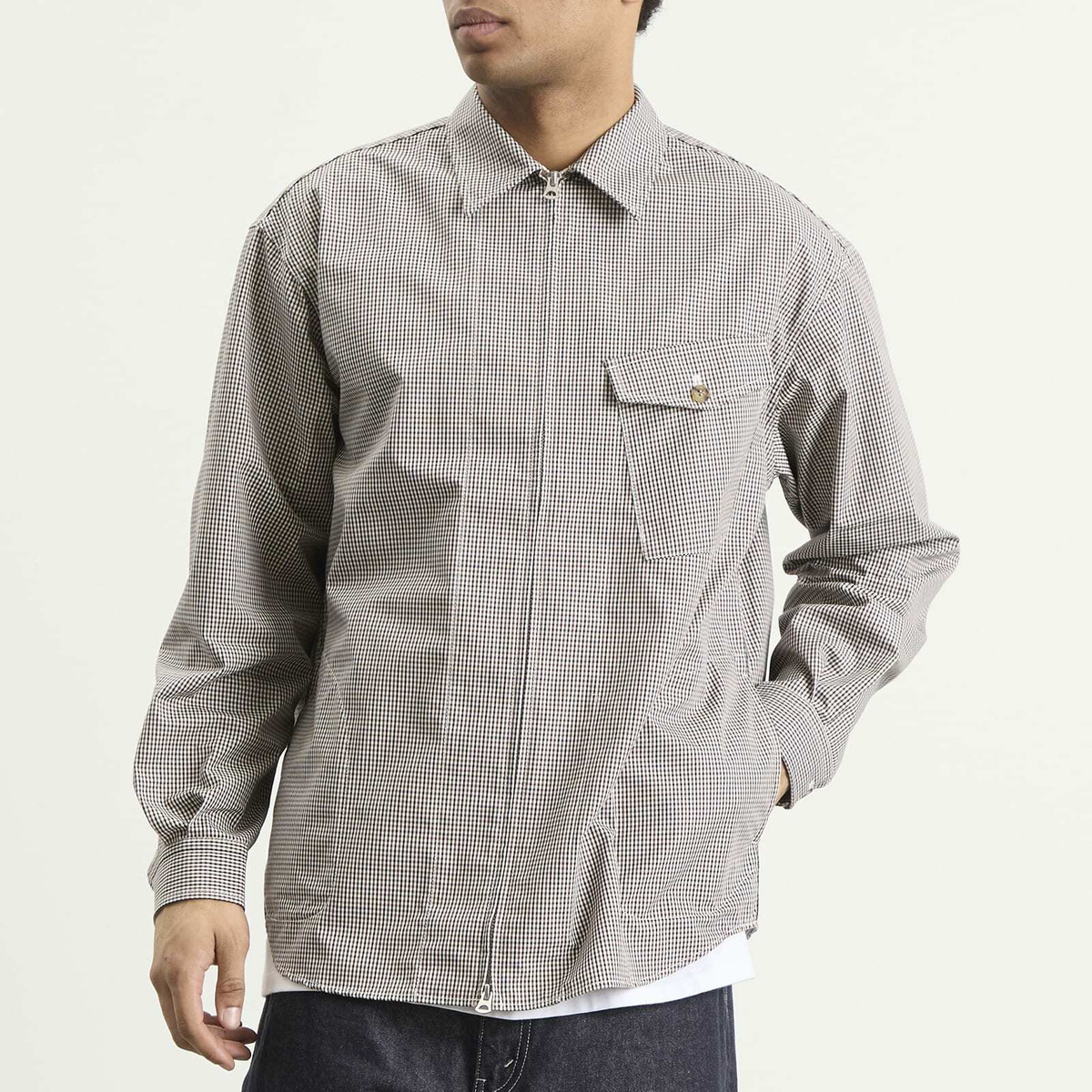 Comme des Garçons Homme Men's Check Triple Layers Shirt in Off White/Brown/Black