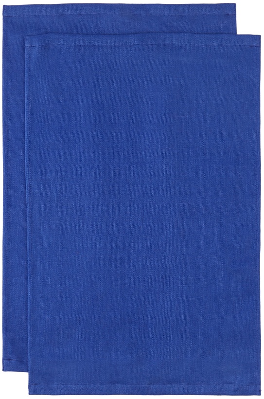 Photo: Tekla Two-Pack Blue Woven Linen Kitchen Towel