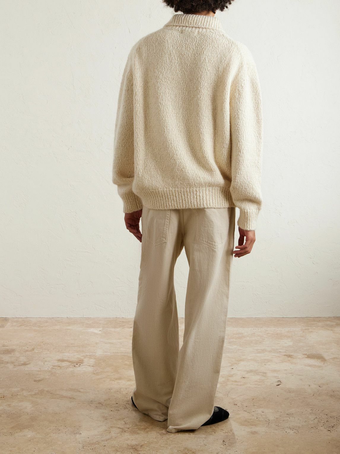 Amomento - Cotton-Blend Half-Zip Sweater - Neutrals