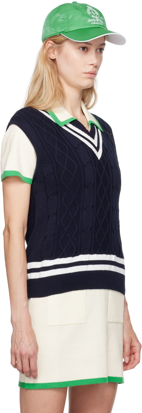 Sporty & Rich SRC Ribbed Trousers in Dark Navy